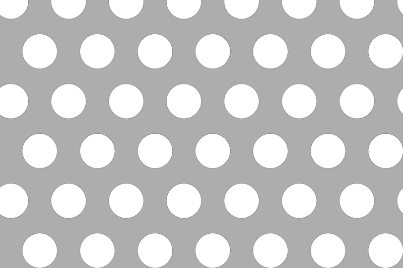 The perforation with round holes is the most common type and is used in all perforated metals. The holes are positioned in a 60° or 90° staggered pattern.