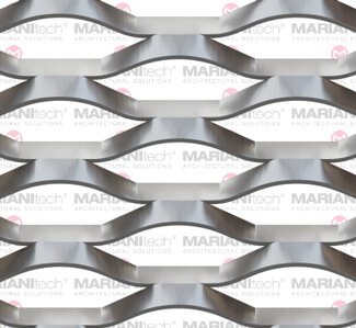 A hexagonal mesh with a soft and sinuous profile suitable for any façade cladding.